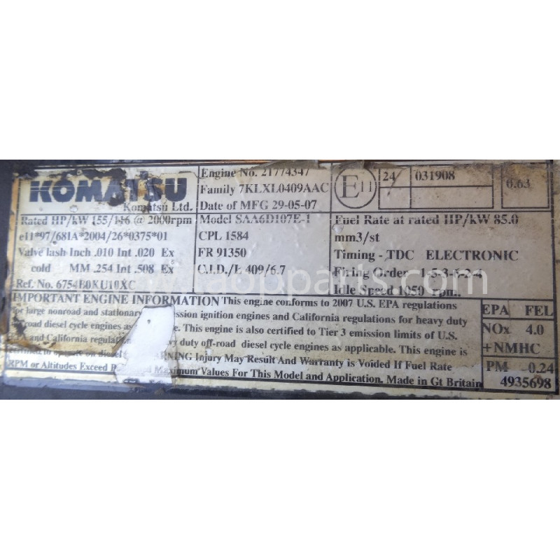 MOTORE SAA6D107E-1 per...