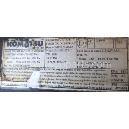 Moteur SAA6D107E-1 pour...
