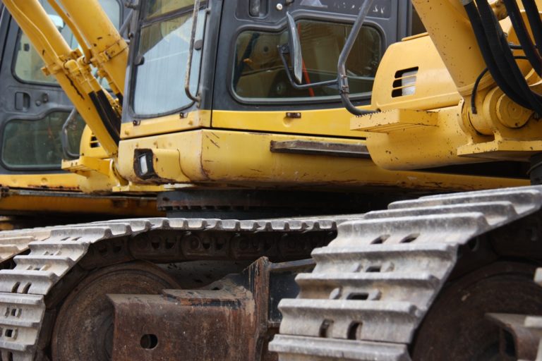 yellow crawler excavator